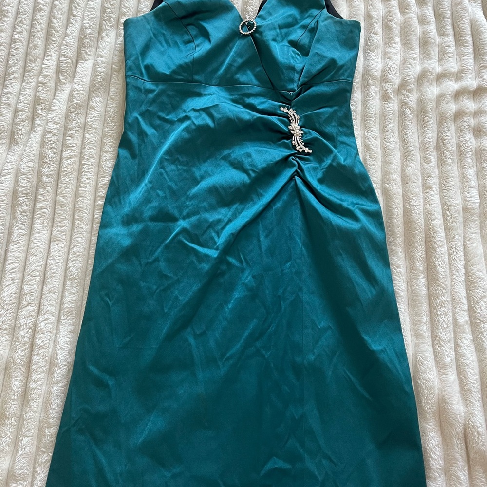 Donna Ricco Teal Sleeveless Midi Dress